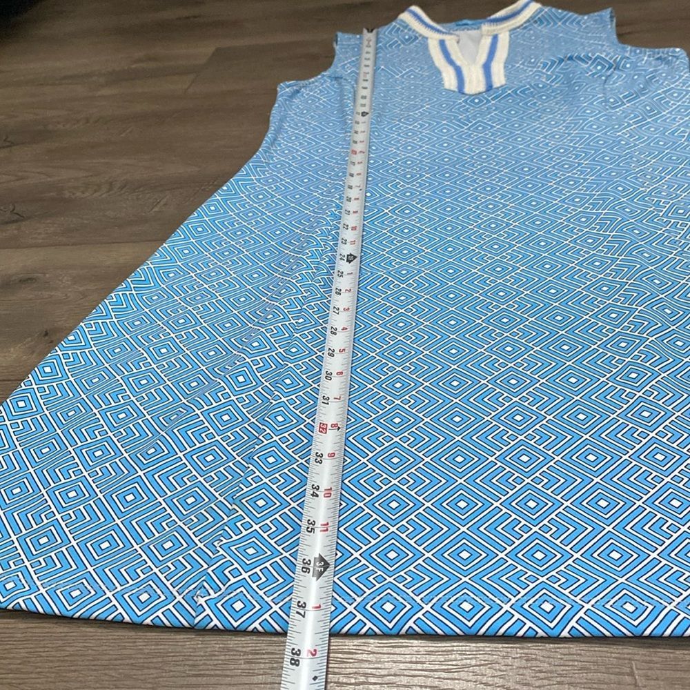 J. McLaughlin Ginny Dress Neo Diamond Quilt Crochet Sleeveless Blue Size Large - Picture 7 of 12